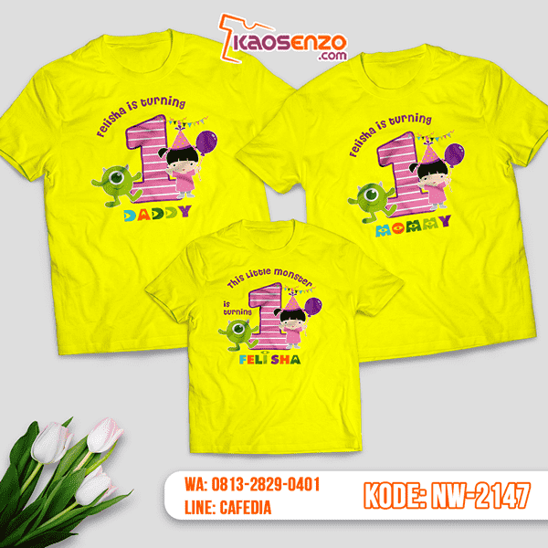 Kaos Couple Keluarga Monster Inc | Kaos Ulang Tahun Anak | Kaos Monster Inc - NW 2147