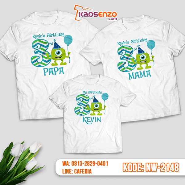 Baju Kaos Couple Keluarga Monster Inc | Kaos Ultah Anak | Kaos Monster Inc - NW 2148