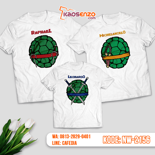 Baju Kaos Couple Keluarga Ninja Turtles | Kaos Family Custom | Kaos Ninja Turtles - NW 2156