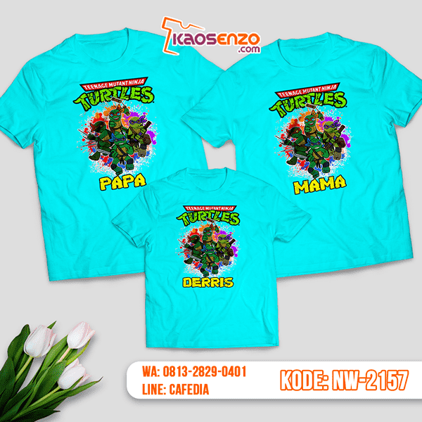 Baju Kaos Couple Keluarga Ninja Turtles | Kaos Family Custom | Kaos Ninja Turtles - NW 2157