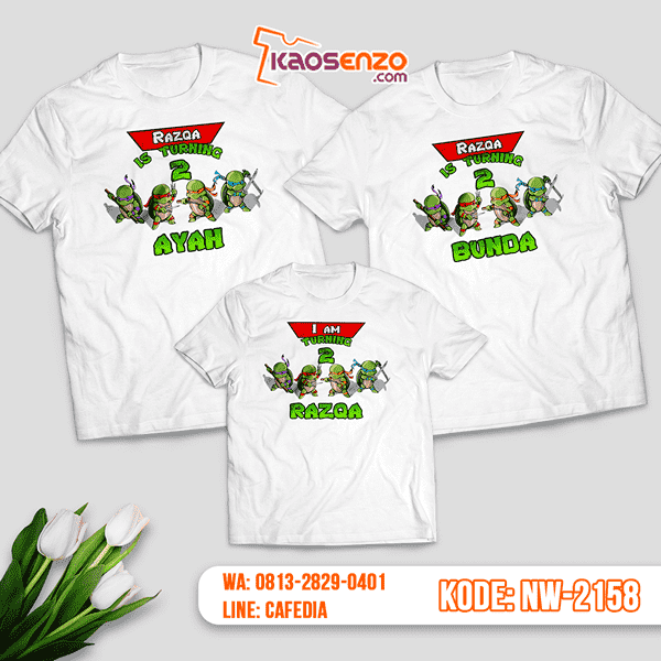 Baju Kaos Couple Keluarga Ninja Turtles | Kaos Ultah Anak | Kaos Ninja Turtles - NW 2158