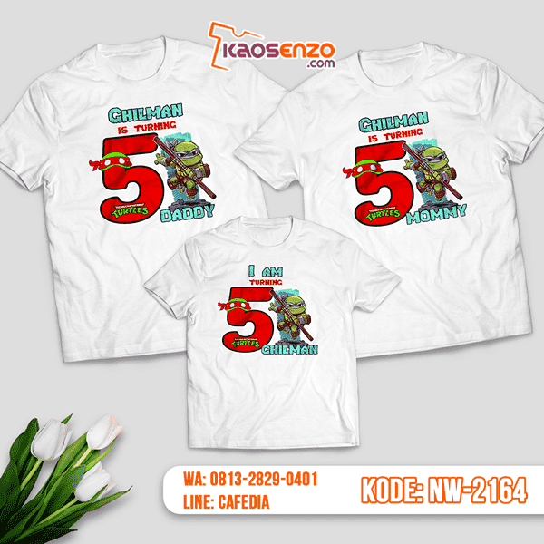 Baju Kaos Couple Keluarga Ninja Turtles | Kaos Ultah Anak | Kaos Ninja Turtles - NW 2164