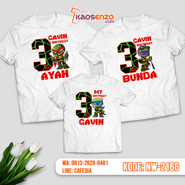 Baju Kaos Couple Keluarga Ninja Turtles | Kaos Ultah Anak | Kaos Ninja Turtles - NW 2166