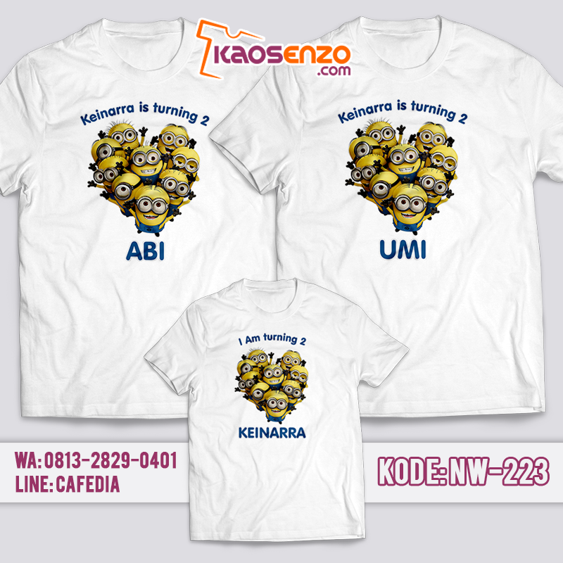 Baju Kaos Couple Keluarga | Baju Kaos Ultah Motif Minion