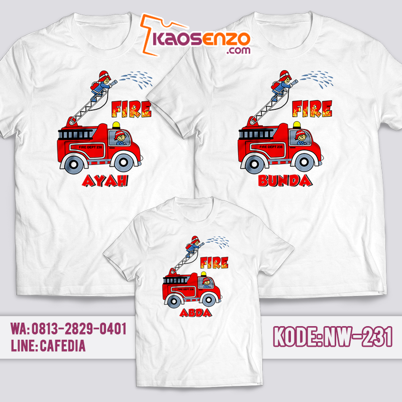 Baju Kaos Couple Keluarga | Baju Kaos Ultah Motif Car Fire