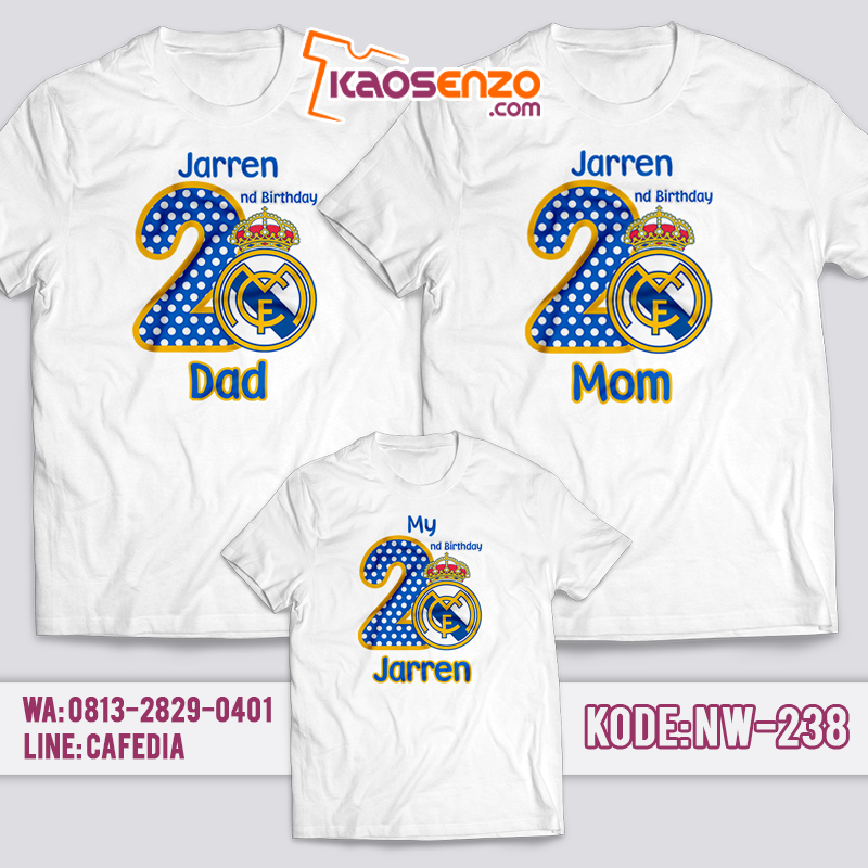 Kaos Keluarga | Kaos Ultah | Kaos Couple | Kaos Motif Real Madrid