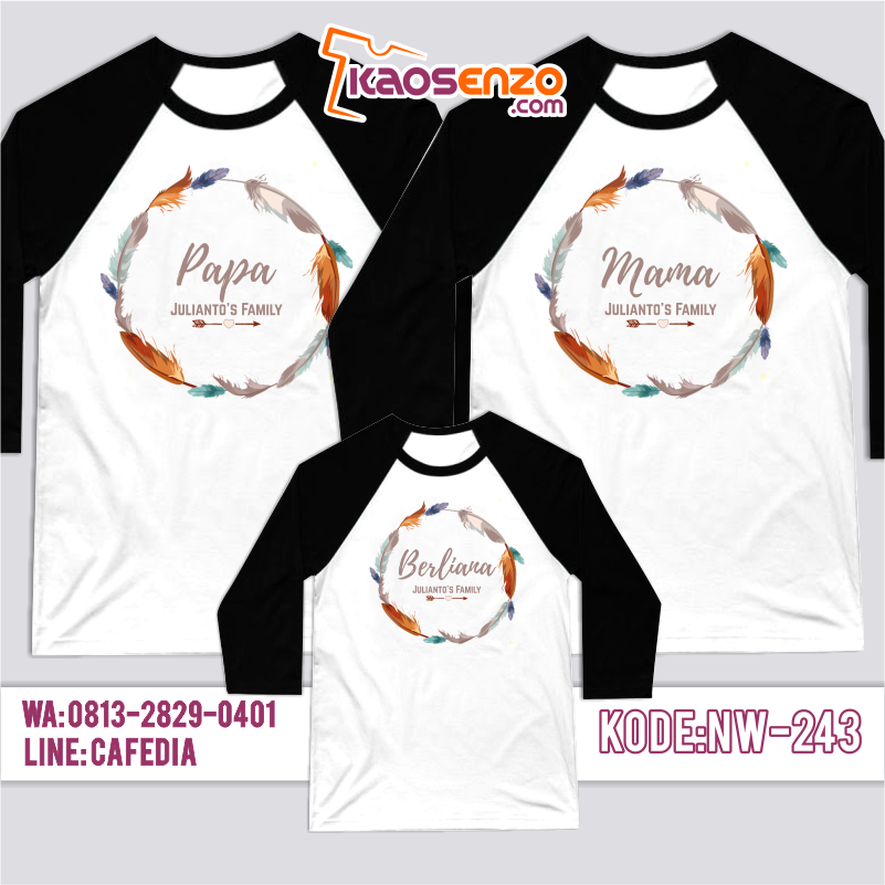 Kaos Couple Keluarga | Kaos Raglan | Kaos Ultah Motif Tulisan Keluarga