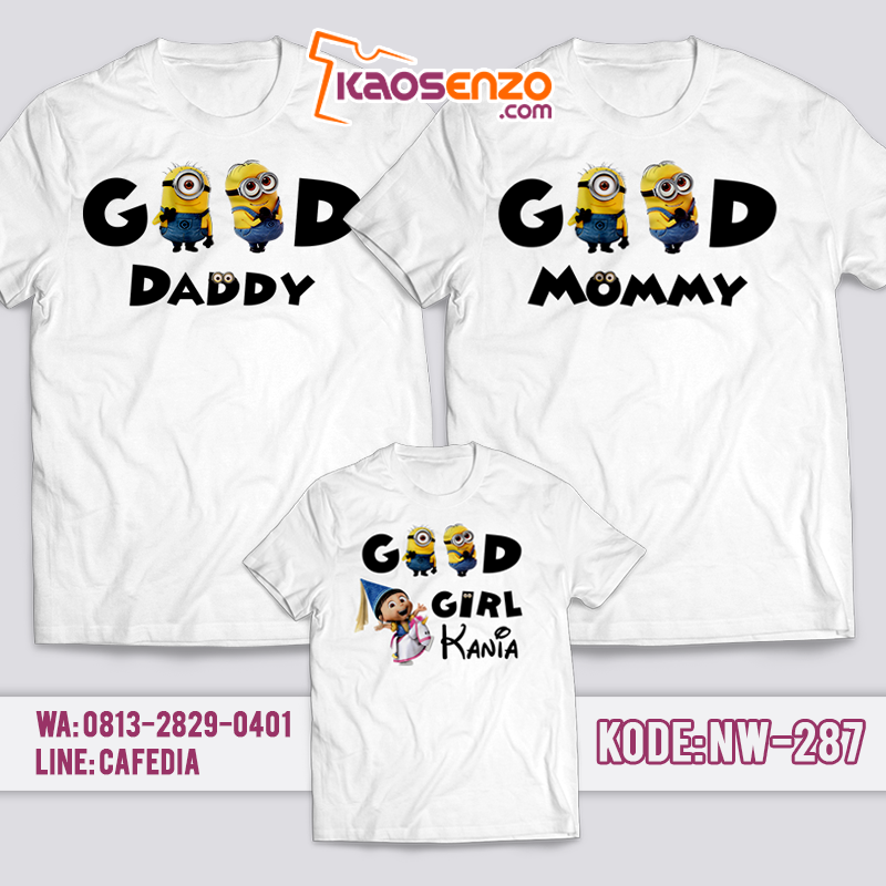 Baju Kaos Couple Keluarga | Kaos Family Custom Minion - NW 287