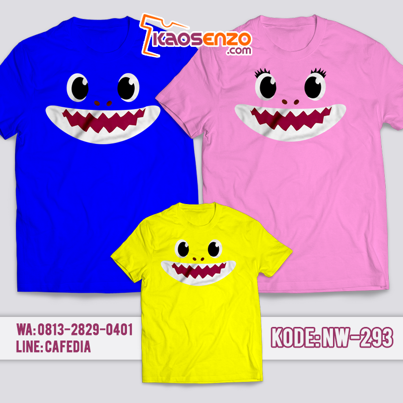 Baju Kaos Couple Keluarga | Kaos Family Custom Baby Shark - NW 293