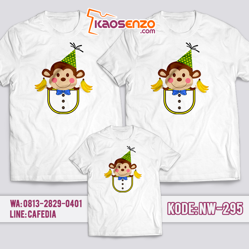 Baju Kaos Couple Keluarga | Kaos Family Custom Baby Monkey - NW 295