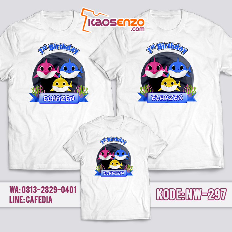 Kaos Couple Keluarga | Kaos Ulang Tahun Anak Baby Shark - NW 297