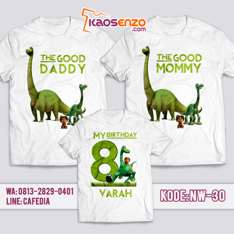 Baju Couple Keluarga | Baju Kaos Ultah Motif The Good Dinosaurus