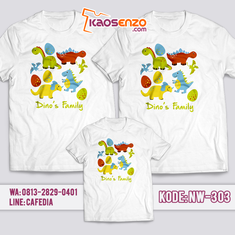 Baju Kaos Couple Keluarga | Kaos Family Custom Dinosaurus - NW 303