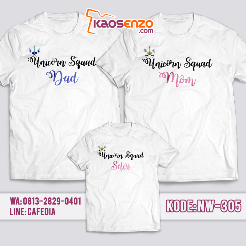 Baju Kaos Couple Keluarga | Kaos Family Custom Unicorn - NW 305