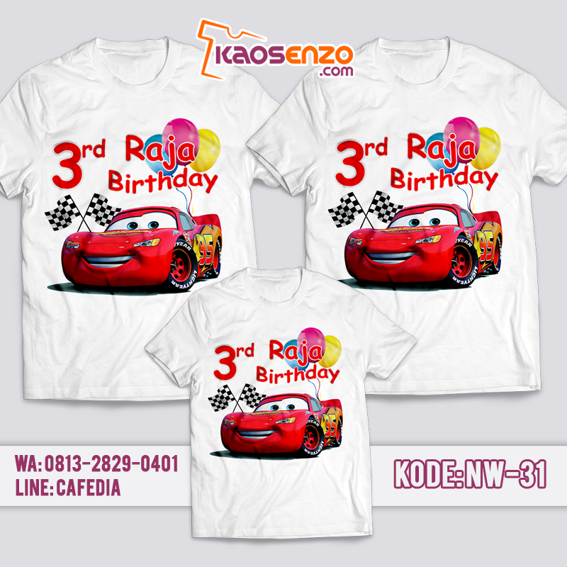 Kaos Cars | Baju Couple Keluarga | Baju Kaos Ultah Motif Cars