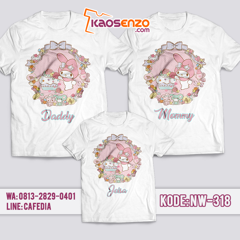 Baju Kaos Couple Keluarga | Kaos Family Custom My Melodi - NW 318