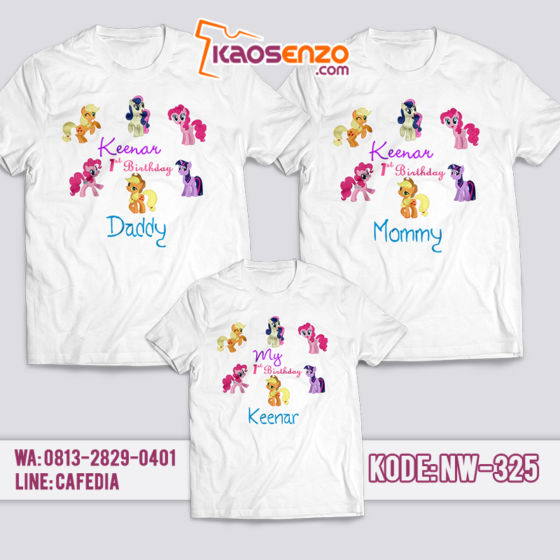 Kaos Couple Keluarga | Kaos Ulang Tahun Anak Little Pony - NW 325