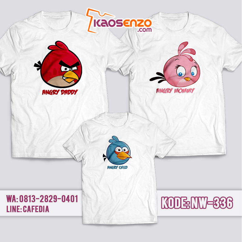 Baju Kaos Couple Keluarga | Kaos Family Custom Angry Bird - NW 336