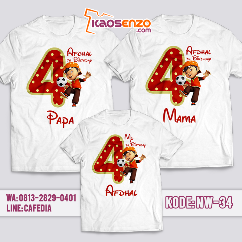 Baju Couple Keluarga | Baju Kaos Ultah Motif Boboi Boy