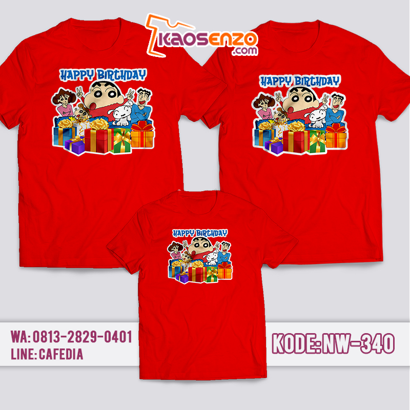 Kaos Couple Keluarga | Kaos Ulang Tahun Anak Sinchan - NW 340