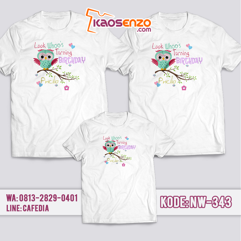 Kaos Couple Keluarga | Kaos Ulang Tahun Anak Owl - NW 343