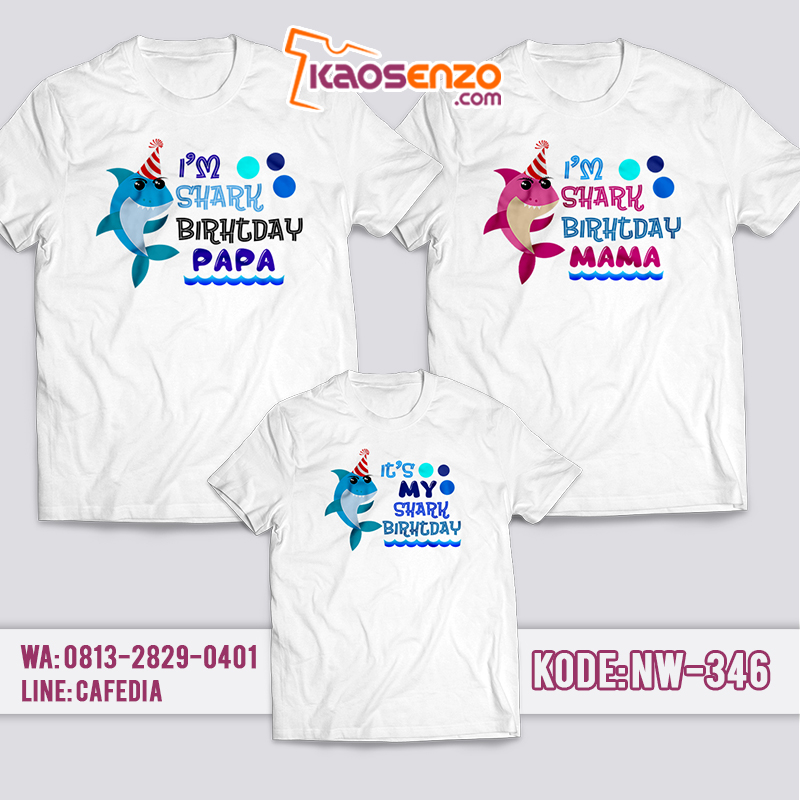 Kaos Couple Keluarga | Kaos Ulang Tahun Anak Baby Shark - NW 346