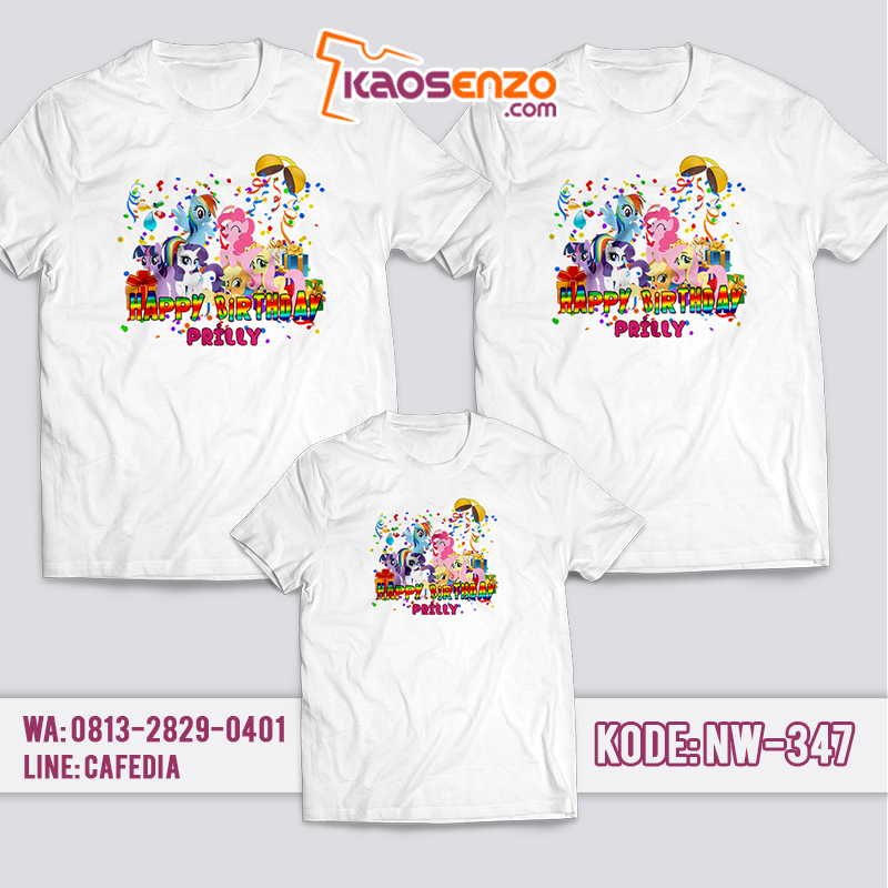 Kaos Couple Keluarga | Kaos Ulang Tahun Anak Little Pony - NW 347