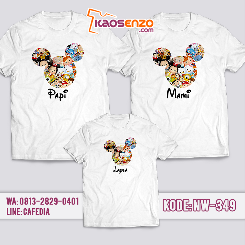 Baju Kaos Couple Keluarga | Kaos Family Custom Mickey & Minnie Mouse - NW 349