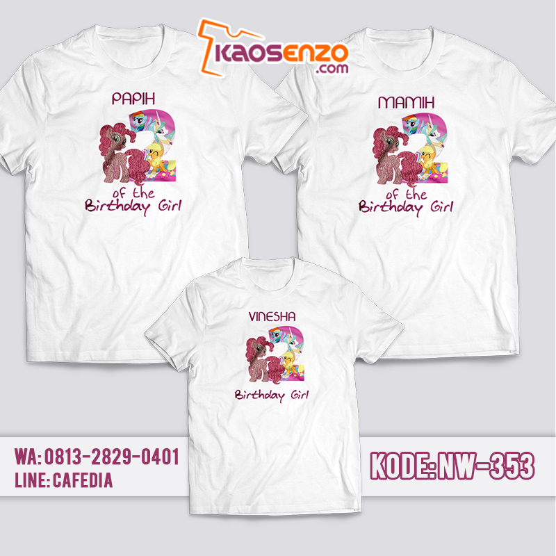 Kaos Couple Keluarga | Kaos Ulang Tahun Anak Little Pony - NW 353