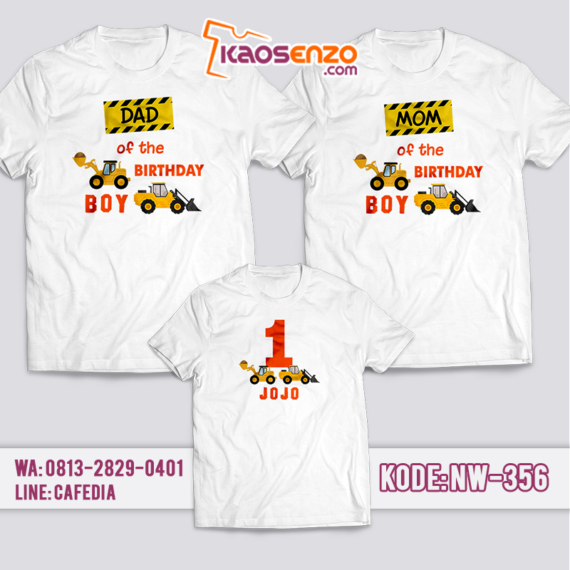 Kaos Couple Keluarga | Kaos Ulang Tahun Anak Excavator - NW 356