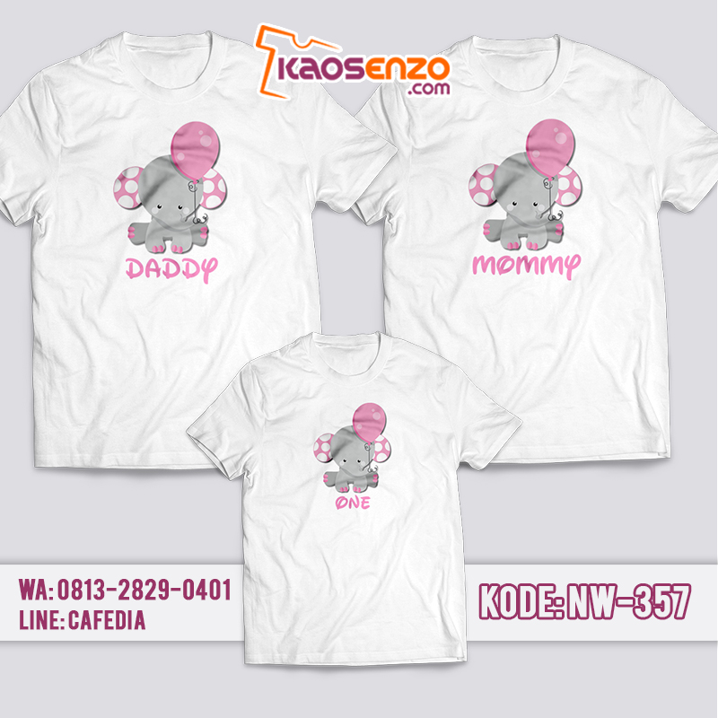 Baju Kaos Couple Keluarga | Kaos Family Custom Elephant - NW 357