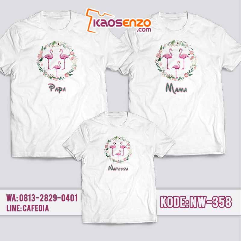 Baju Kaos Couple Keluarga | Kaos Family Custom Flamingo - NW 358