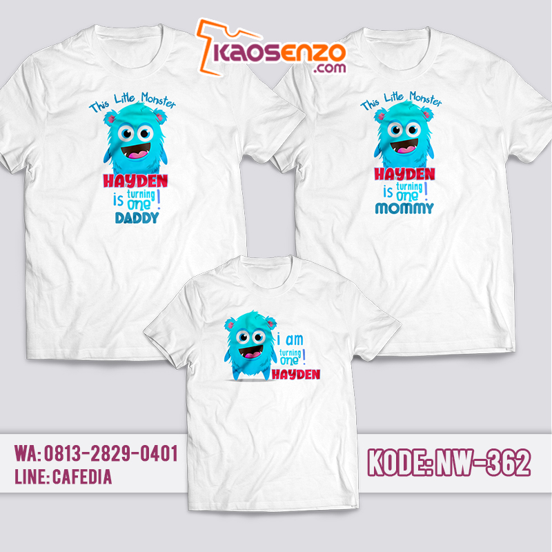 Kaos Couple Keluarga | Kaos Ulang Tahun Anak Monster - NW 362