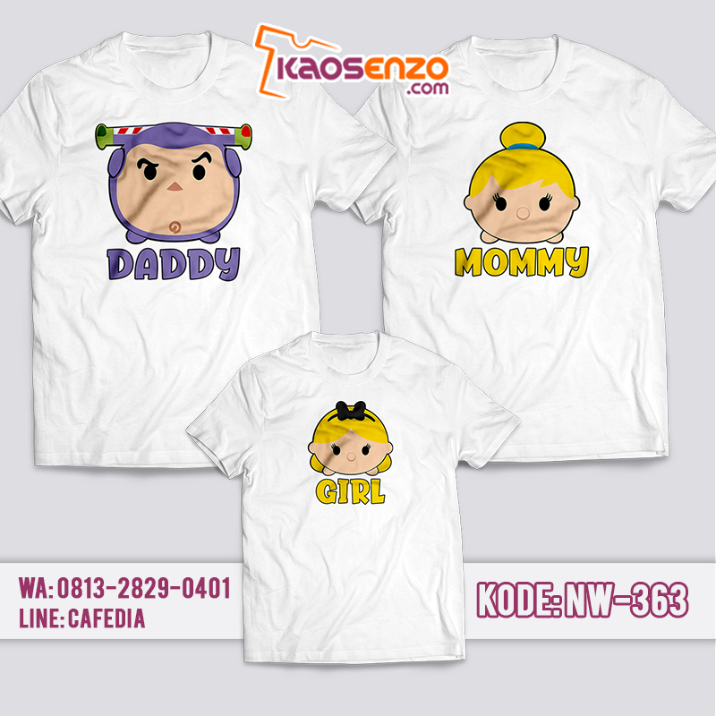 Baju Kaos Couple Keluarga | Kaos Family Custom Kartun Keluarga - NW 363