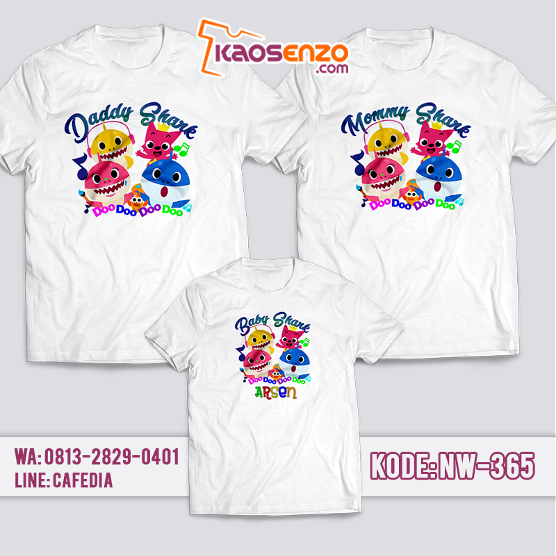 Baju Kaos Couple Keluarga | Kaos Family Custom Baby Shark - NW 365