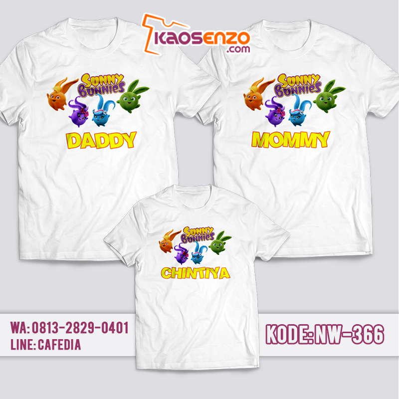 Baju Kaos Couple Keluarga | Kaos Family Custom Sunny Bunnies - NW 366