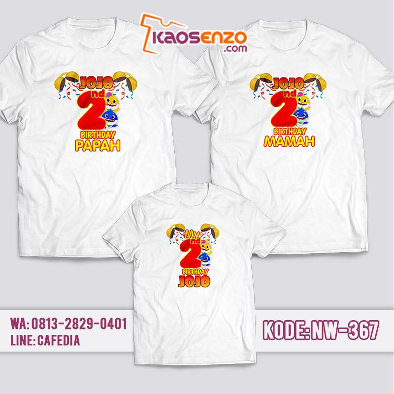 Kaos Couple Keluarga | Kaos Ulang Tahun Anak Baby Shark - NW 367