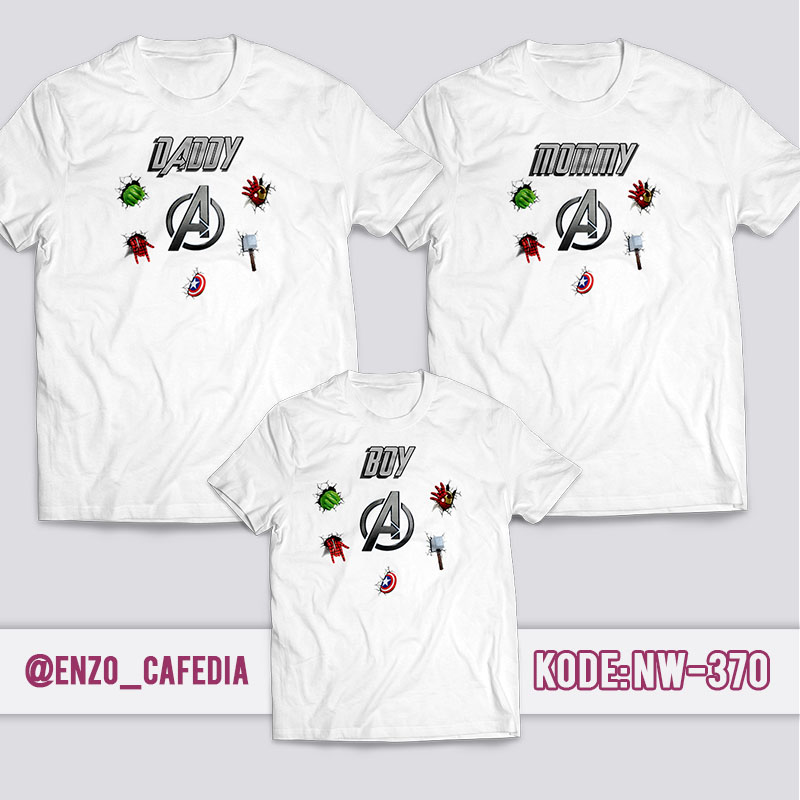 Baju Kaos Couple Keluarga | Kaos Family Custom The Avengers - NW 370