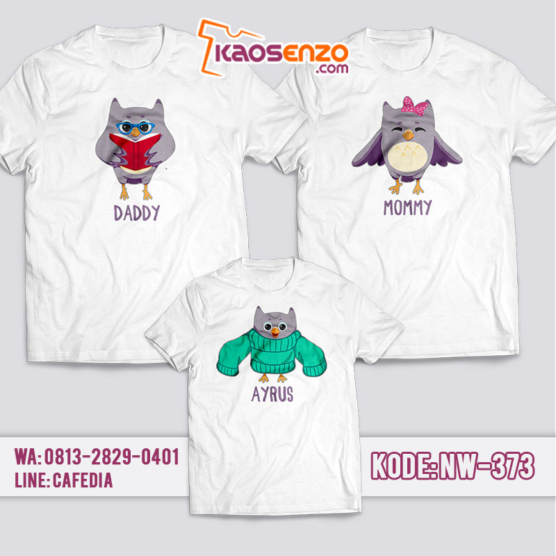 Baju Kaos Couple Keluarga | Kaos Family Custom Owl - NW 373