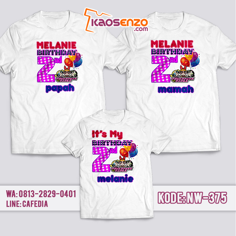 Kaos Couple Keluarga | Kaos Ulang Tahun Anak Power Puff Girl - NW 375