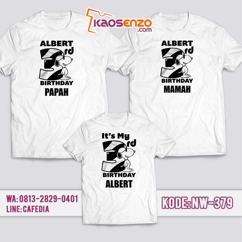 Kaos Couple Keluarga | Kaos Ulang Tahun Anak Snoopy - NW 379