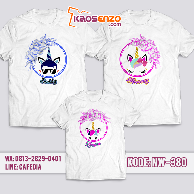 Baju Kaos Couple Keluarga | Kaos Family Custom Unicorn - NW 380