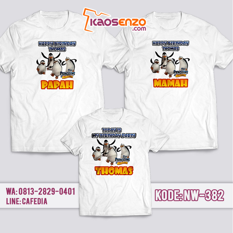 Kaos Couple Keluarga | Kaos Ulang Tahun Anak Penguins - NW 382