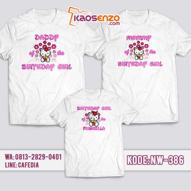 Kaos Couple Keluarga | Kaos Ulang Tahun Anak Hello Kitty - NW 386