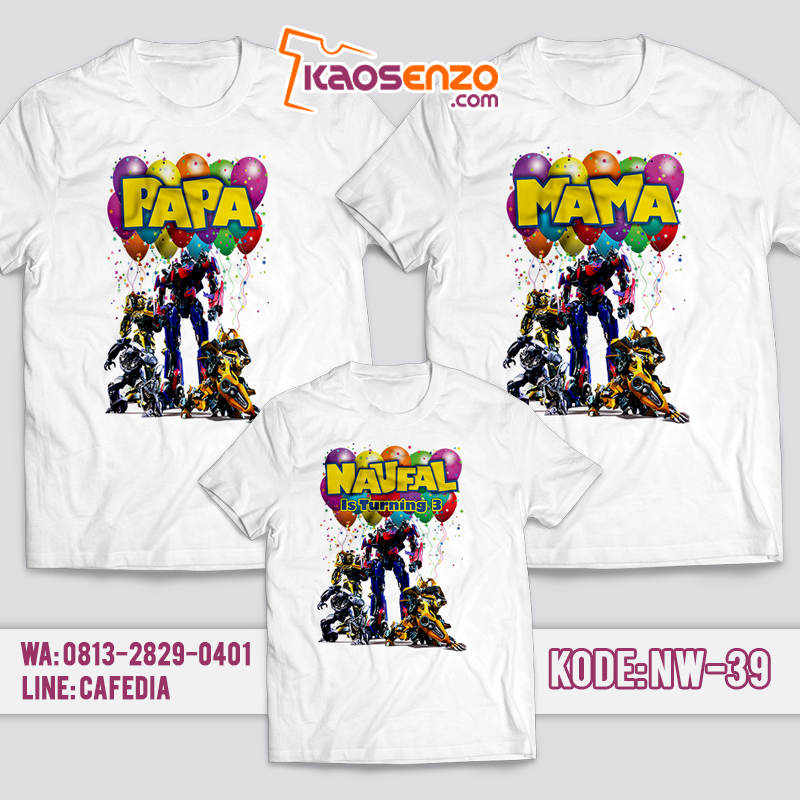 Baju Couple Keluarga | Baju Kaos Ultah Transformer