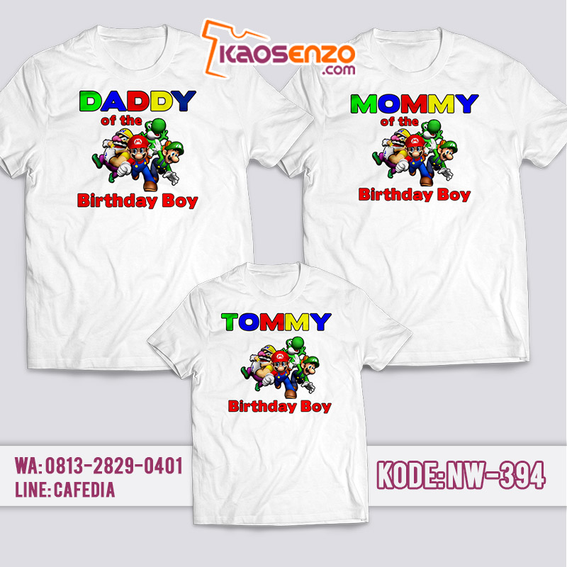 Kaos Couple Keluarga | Kaos Ulang Tahun Anak Super Mario - NW 394