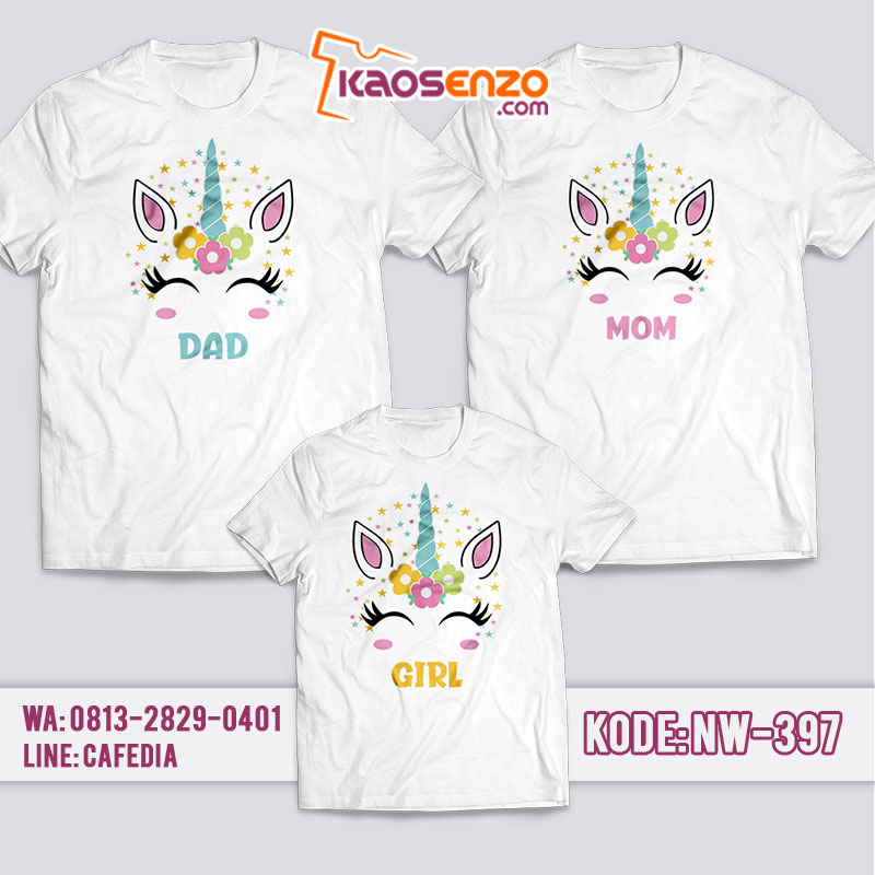 Baju Kaos Couple Keluarga | Kaos Family Custom Unicorn - NW 397