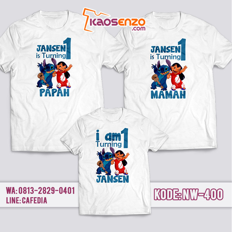 Kaos Couple Keluarga | Kaos Ulang Tahun Anak Stitch - NW 400