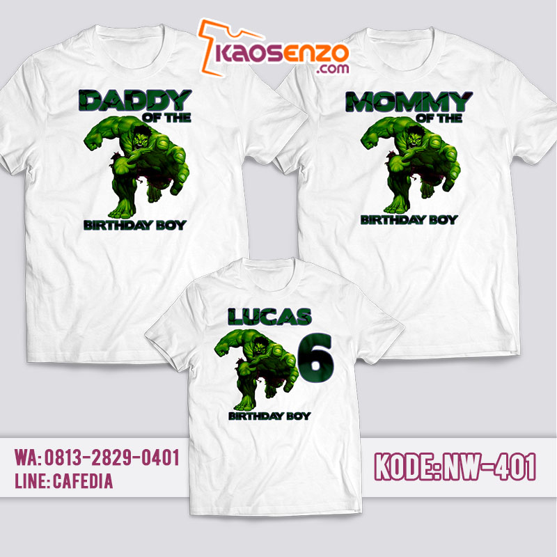 Kaos Couple Keluarga | Kaos Ulang Tahun Anak Hulk - NW 401