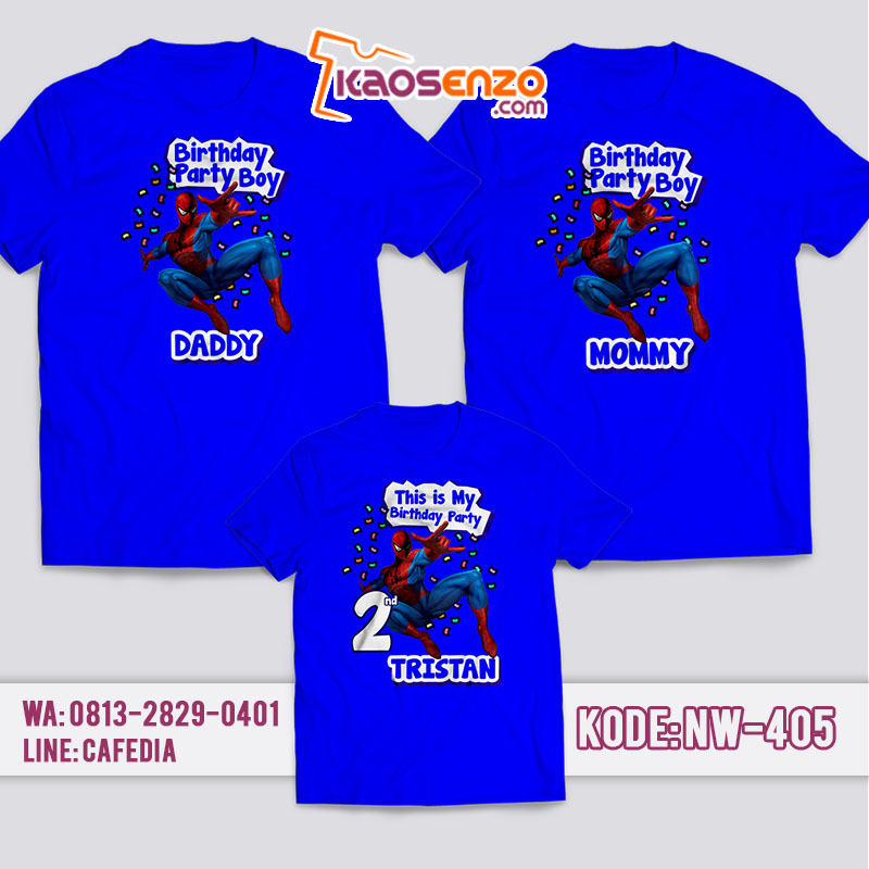 Kaos Couple Keluarga | Kaos Ulang Tahun Anak Spiderman - NW 405